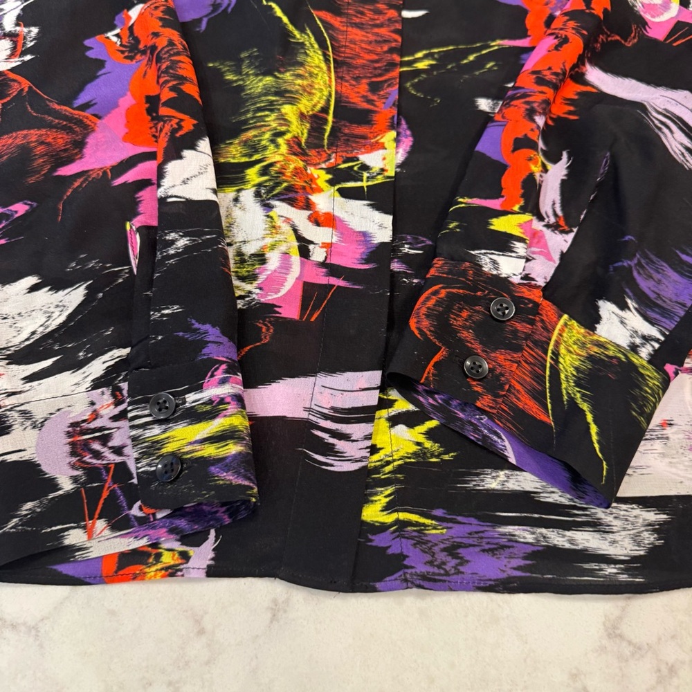Alice + Olivia Moonstruck Silk Blouse Button Front Top M NWT - Picture 5 of 15